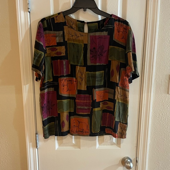 Tops - Vintage Abstract Blair Boutique Shirt Blouse Colorful Geometric Wildlife